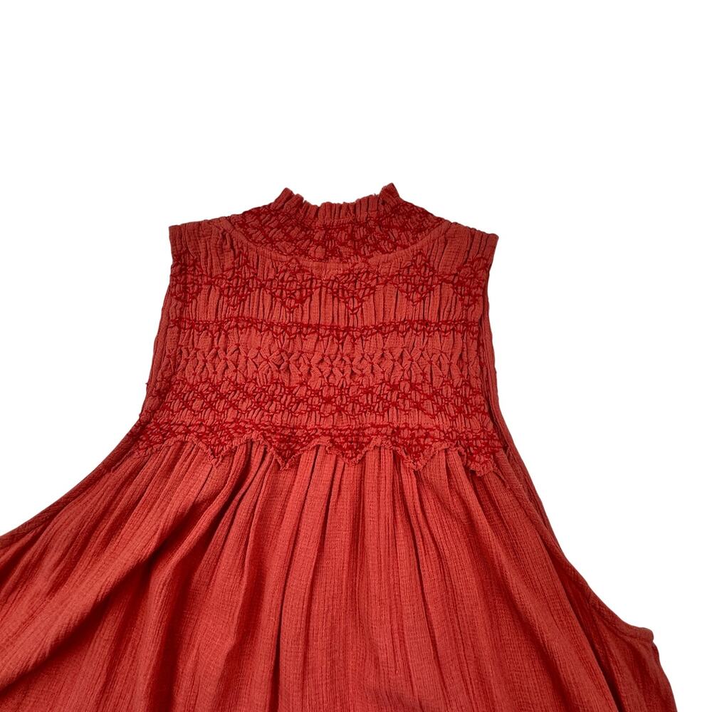 Free People Boho Lightweight Sleeveless Smocked Mini Dress Women's Size Large - Picture 4 of 9